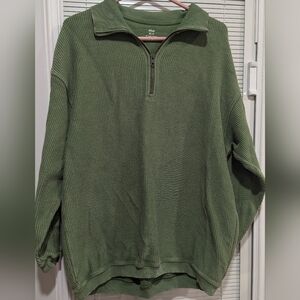 Aerie Sweater Long Sleeve Zipper up Collar Green Size XS Ribbed pullover